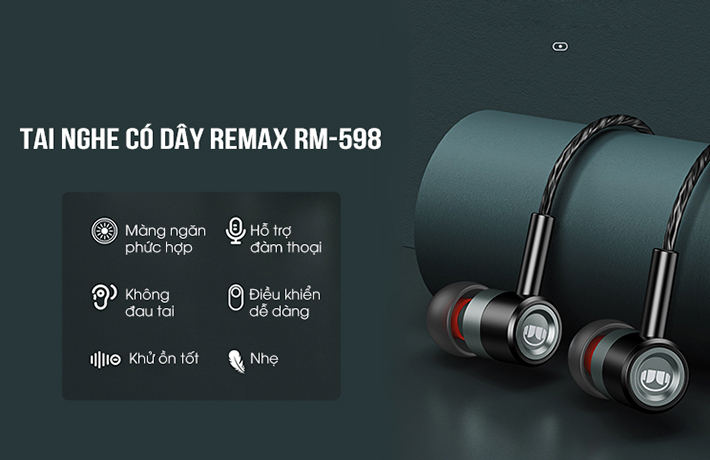 Tai nghe có dây Remax RM-598 âm hay chống ồn