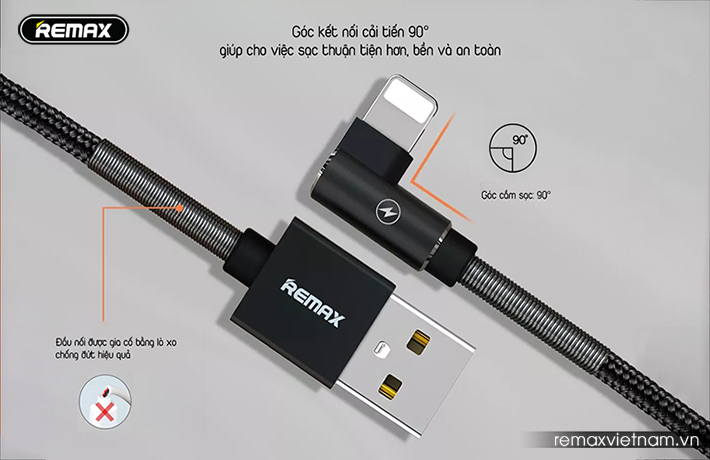Cáp sạc vải quấn lò xo 2 đầu Micro USB Remax RC-119m 2