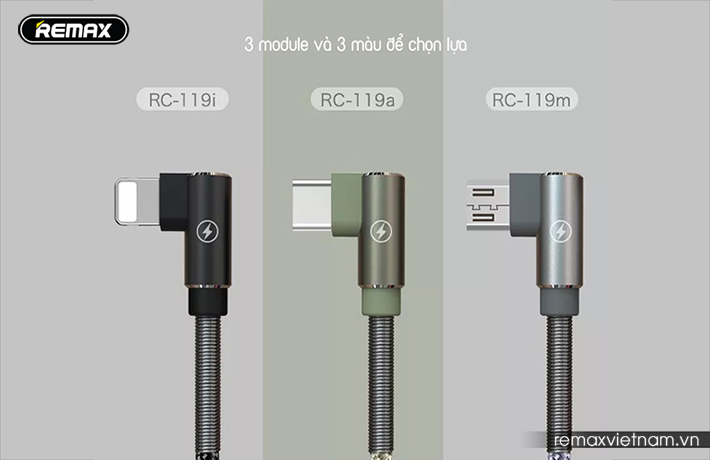 Cáp sạc vải quấn lò xo 2 đầu Micro USB Remax RC-119m 8