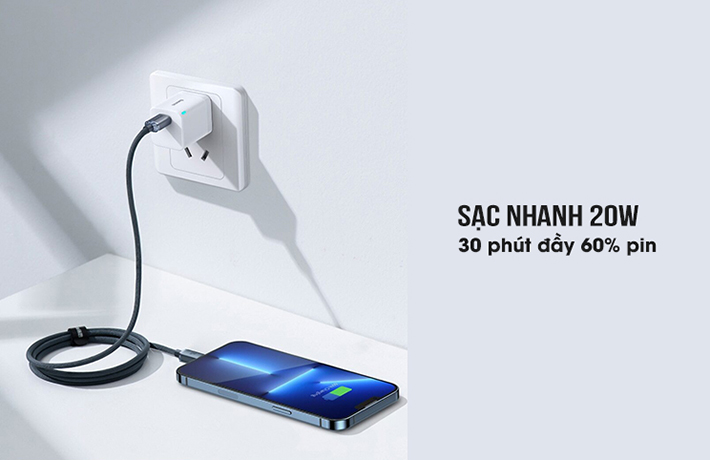 Cáp sạc nhanh Type C to Lightning 20W 2m Baseus CAJY000301