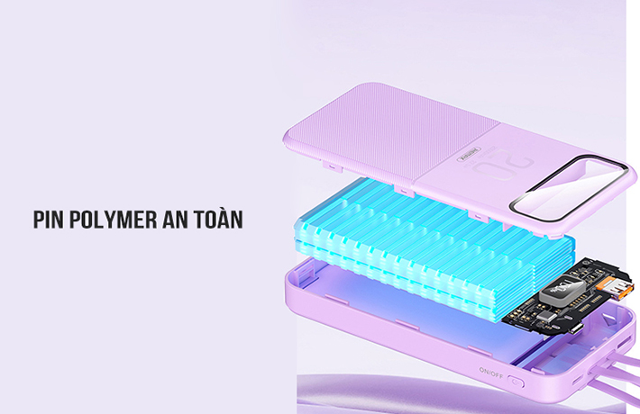 Pin sạc dự phòng kèm cáp 10000mAh 22.5W Remax RPP-619