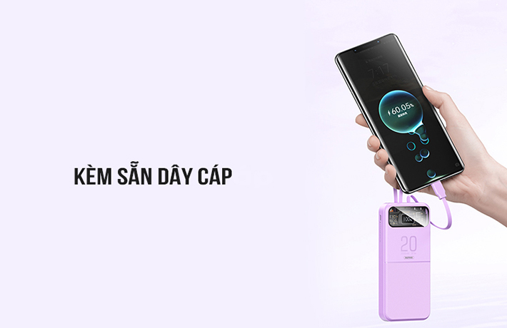 Pin sạc dự phòng kèm cáp 10000mAh 22.5W Remax RPP-619