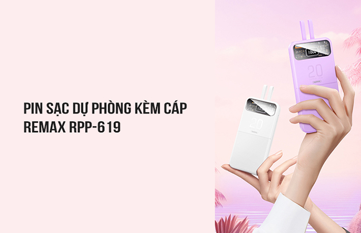 Pin sạc dự phòng kèm cáp 10000mAh 22.5W Remax RPP-619