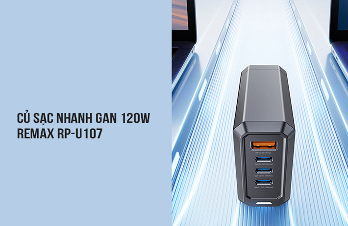 Củ sạc nhanh GaN 4 cổng 120W Remax RP-U107