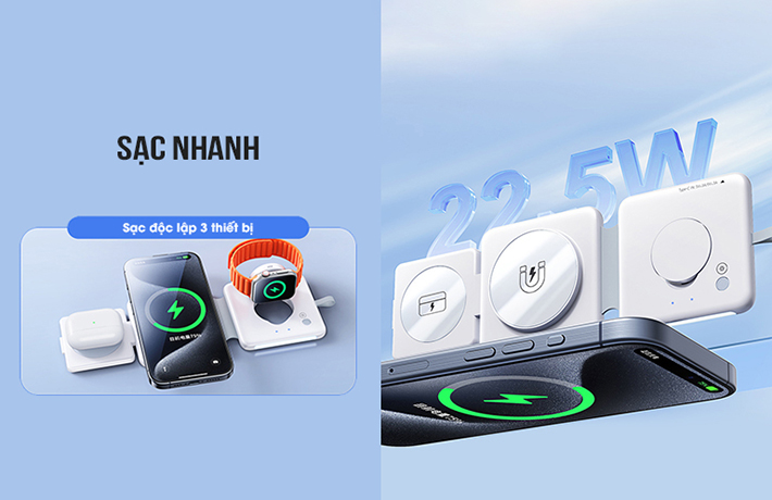 Đế sạc không dây đa năng 22.5W 3in1 Remax RP-W87