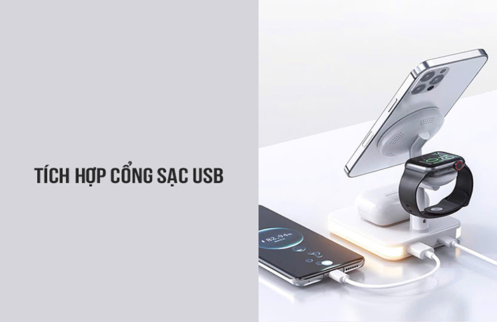 Đế sạc không dây đa năng 33W 3in1 + USB Remax RP-W96