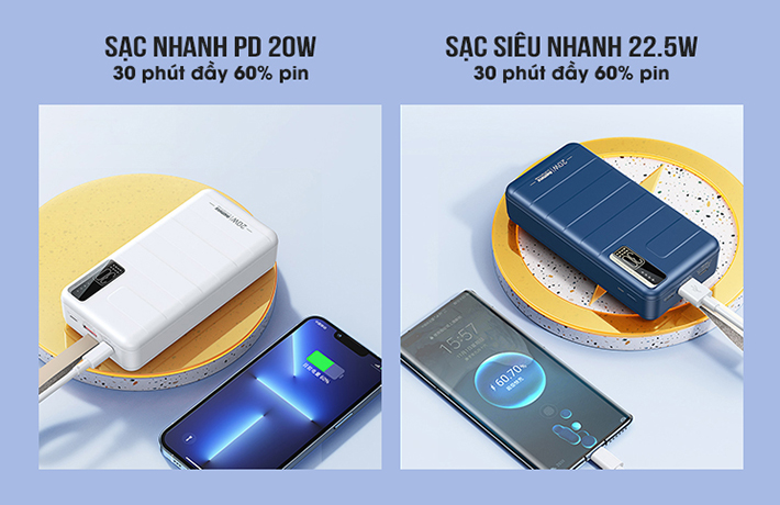 Pin sạc dự phòng 30000mAh 20W PD QC Remax RPP-506