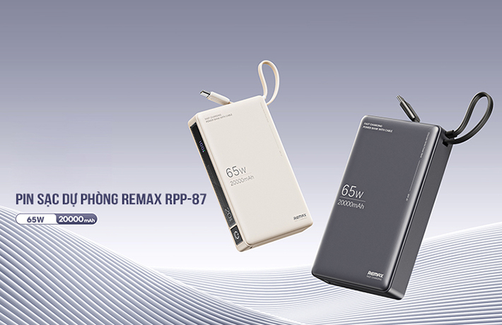 Pin sạc dự phòng kèm cáp 20000mAh 65W Remax RPP-87