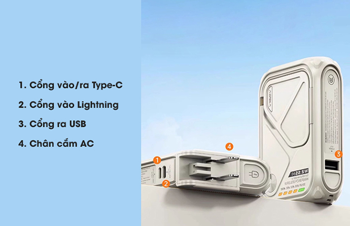 Sạc dự phòng không dây 4in1 10000mAh 22.5W Remax RPP-116