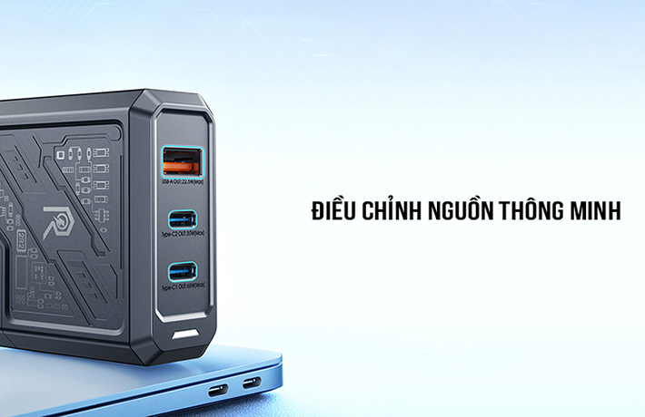 Củ sạc nhanh GaN 3 cổng 65W Remax RP-U108