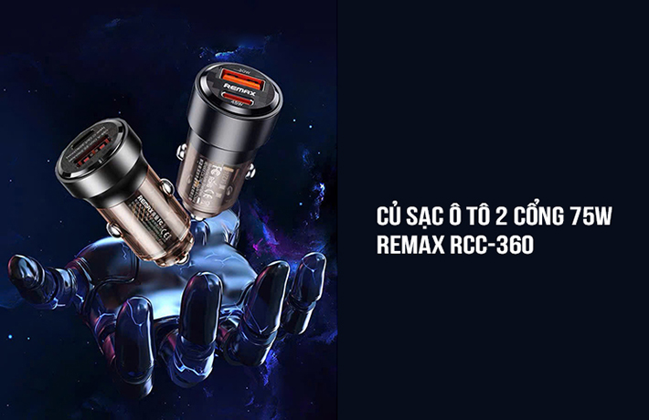 Củ sạc ô tô 2 cổng 75W Remax RCC-360